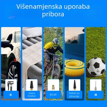 Pumpa za zrak za automobile i motocikle s USB napajanjem, 12V, 100W, digitalni zaslon, mjerač tlaka u gumama, LED svjetlo, upozoravajuće svjetlo, protok tlaka 25 L/min, 31 cm crijevo, uklonjivi izvor napajanja
