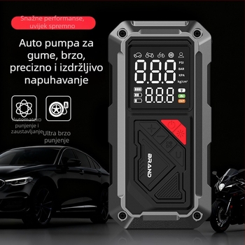 Prijenosna automobilska pumpa za zrak s nužnim izvorom napajanja i USB punjenjem, 12V, 25 L/min