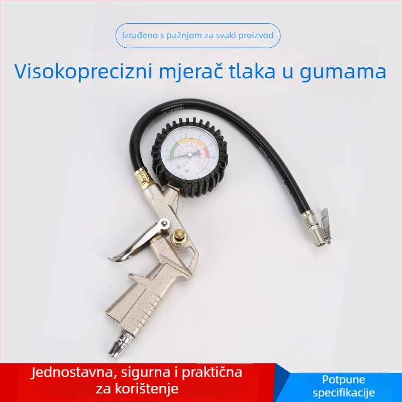 Yiyang mjerni alat za tlak u gumama automobila s pištolom za napuhivanje — aluminijska legura, višestruke jedinice prikaza, raspon tlaka 230, rezolucija 11