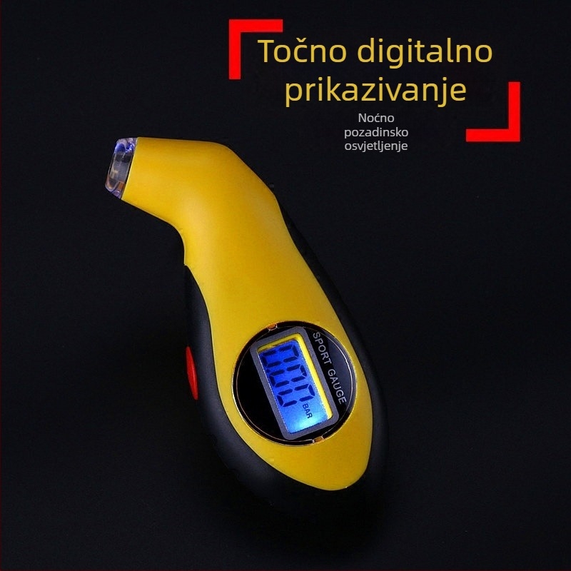 Hexuan digitalni mjerač tlaka u gumama automobila, LCD zaslon, podrška više mjernih jedinica, plastično kućište