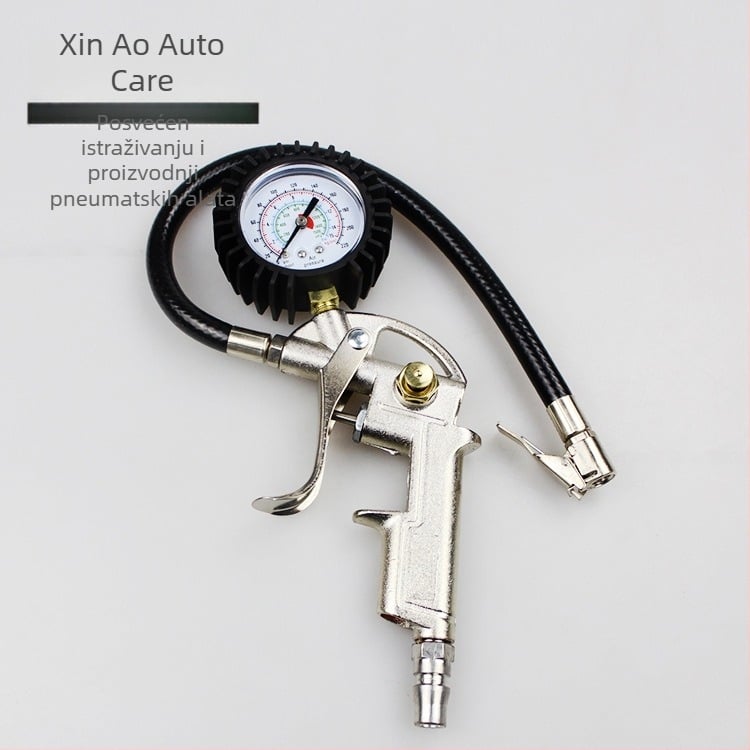 Xin Ao mjerač tlaka za auto s inflacijskom cijevi – aluminij, raspon tlaka 200, različite jedinice, točnost 4