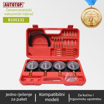 Topu četverocilindarski vakuumski mjerač za servis automobila — tijelo od željeza i bakra