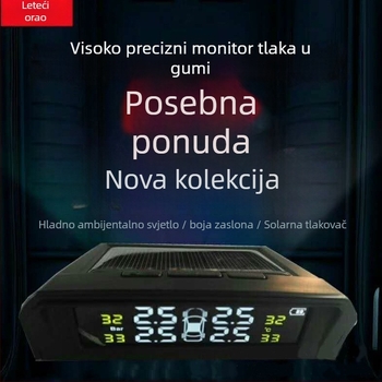 TPMS sustav za nadzor tlaka u gumama — digitalni prikaz, bežično napajanje solarnim putem, za auta i SUV, raspon tlaka 0-5 bar, visoka preciznost, model T11