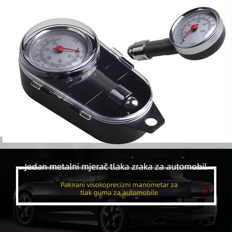 Mehanički manometar za tlak u gumama s funkcijom oslobađanja zraka, u kutiji, plastično kućište, raspon 100, zaslon s ljestvicom, precizno mjerenje
