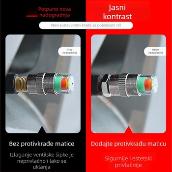 Detektor tlaka u gumama automobila s upozoravajućom kapicom ventila, mehanički manometar, model 111, raspon tlaka 2–2.4, pogodan za male automobile i univerzalno
