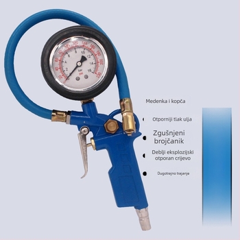 Tlakomjer za gume, model 0036, aluminijska legura, raspon 220 psi, točnost 0,1 psi