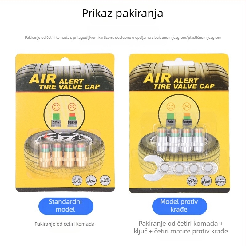 Kapica za tlak u gumama s protivkrađom i vizualnim nadzorom, GL-0851, bakar i legirani plast, 28–48 psi