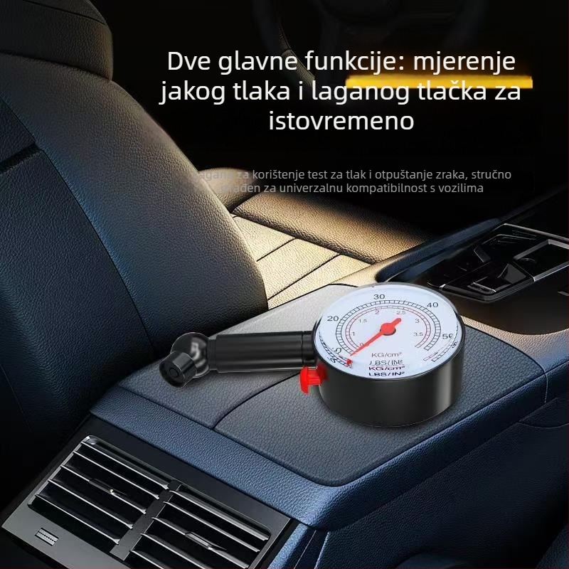 Manometar za tlak u gumama, plastično kućište, digitalni prikaz, mjerenje do 50 PSI, mini baterija, standardna točnost