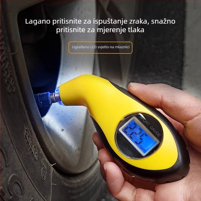 Visoko precizan digitalni mjerač tlaka u gumama automobila s LCD zaslonom