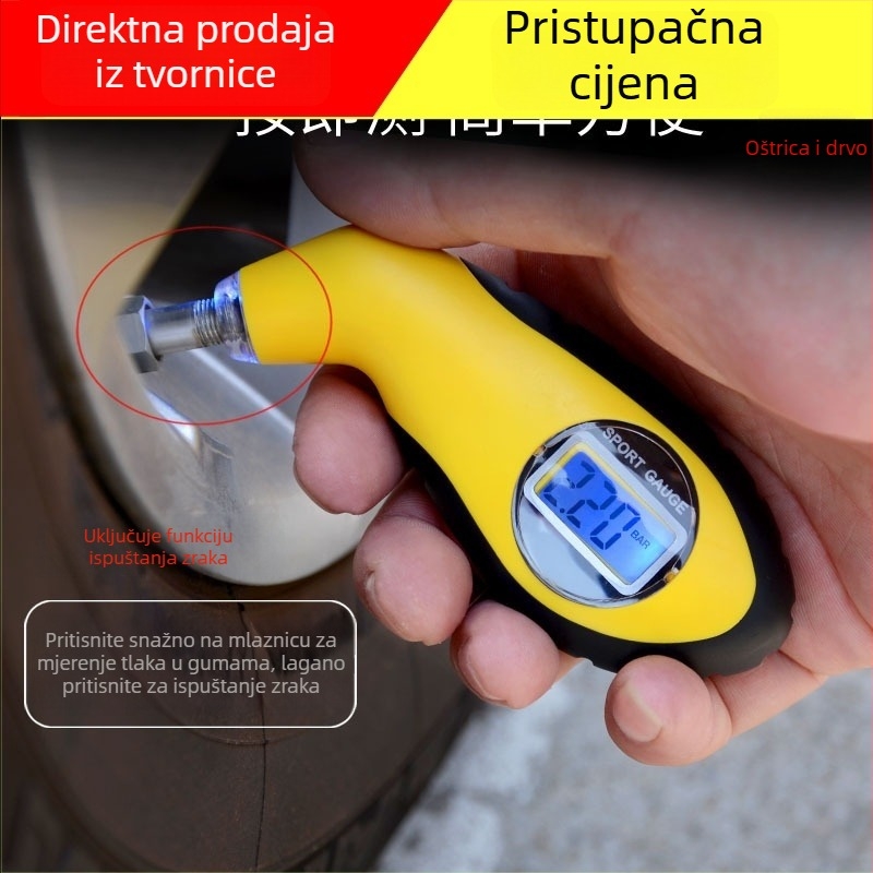 Visoko precizan digitalni mjerač tlaka u gumama automobila s LCD zaslonom