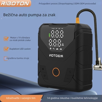 Bežična automobilska pumpa za nužno pokretanje — ručna, prijenosna, 100W, baterija 14,8V, 30 L/min, digitalni zaslon, USB punjenje