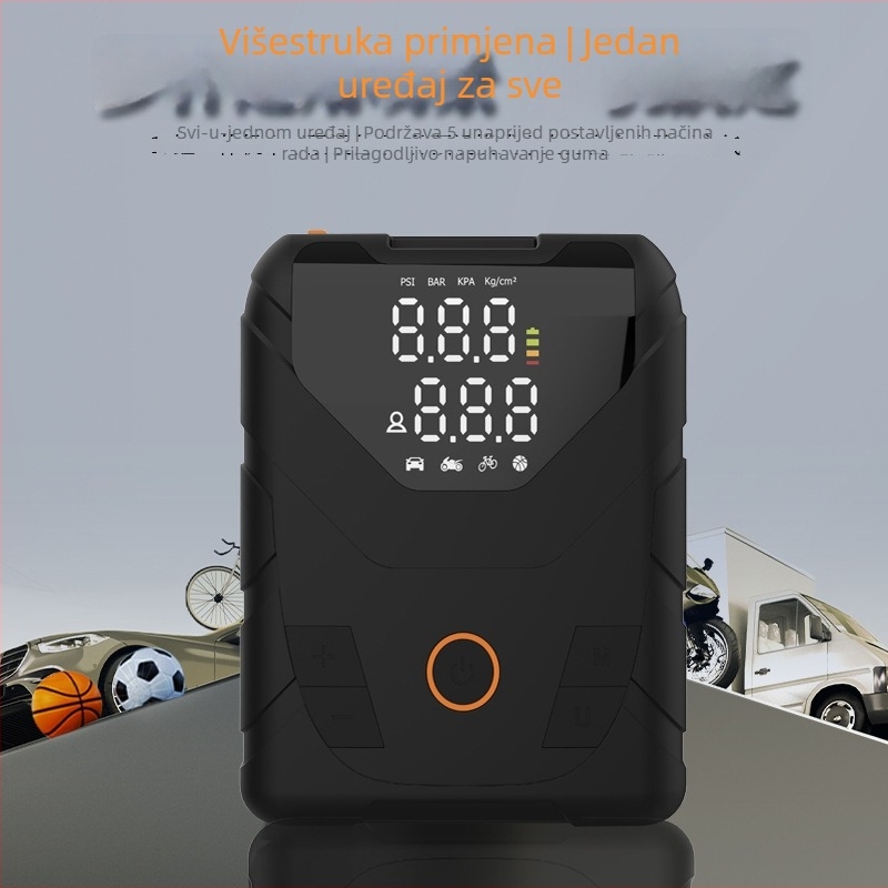 Bežična automobilska pumpa za nužno pokretanje — ručna, prijenosna, 100W, baterija 14,8V, 30 L/min, digitalni zaslon, USB punjenje