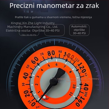 Ručna pumpa za visoki tlak s manometrom, model A902, metalno kućište, 160 psi, uključuje iglu za lopte