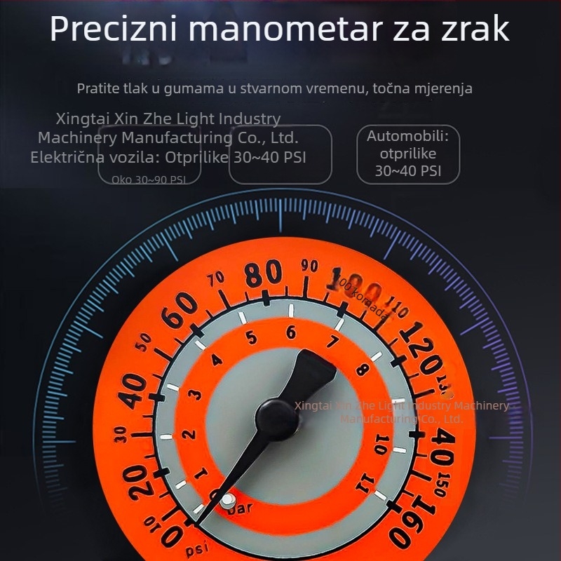 Ručna pumpa za visoki tlak s manometrom, model A902, metalno kućište, 160 psi, uključuje iglu za lopte