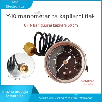 Precizan tlakometar za strojeve za kavu, kapilarna veza s unutarnjim navojem, promjer 40,5 mm, raspon 0-1,6, točnost 2,5