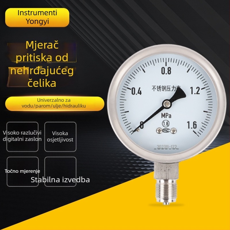 Dijafragma mjerač tlaka od nehrđajućeg čelika Yongyi Yn-100b/mf, raspon 0-1.6, prirubno spojenje