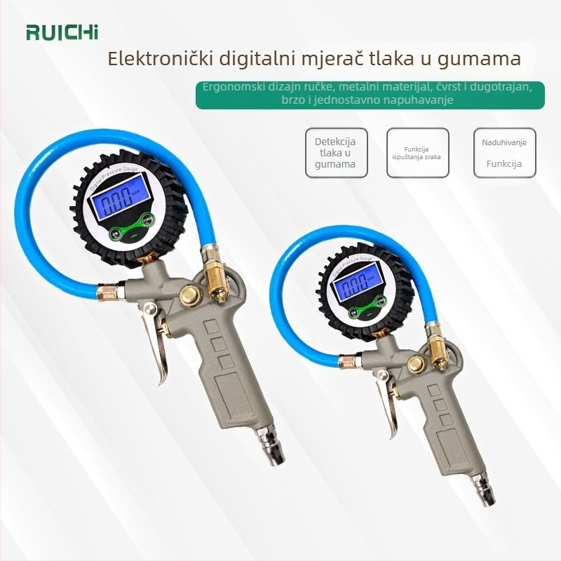 Elektronički manometar za tlak u gumama – Ruichi, PSI, raspon 0,01 psi, točnost 0,01 psi