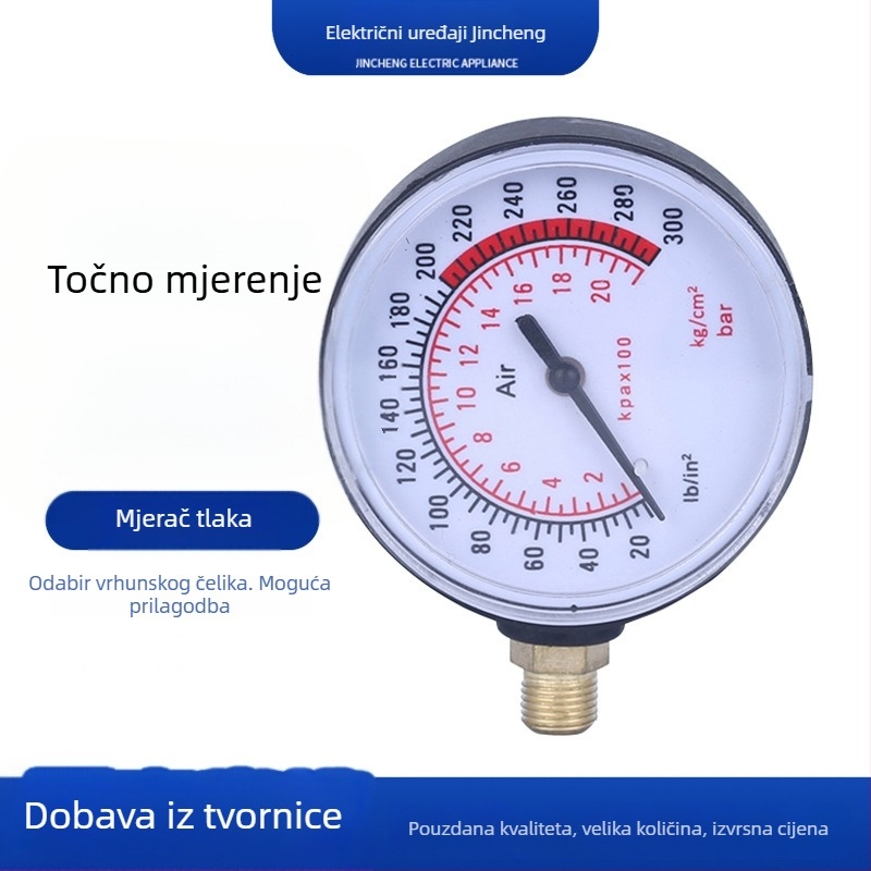 Manometar za tlak u gumama, precizan, raspon 0-300, točnost 4%, radijalno navoje spoj, model JC-030