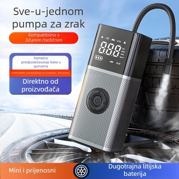 Bežični inflator za automobile gume s digitalnim zaslonom, visokoučinkovit, prijenosno osvjetljenje, protok zraka 25 L/min