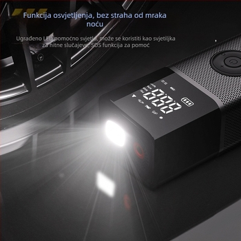 Bežični inflator za automobile gume s digitalnim zaslonom, visokoučinkovit, prijenosno osvjetljenje, protok zraka 25 L/min
