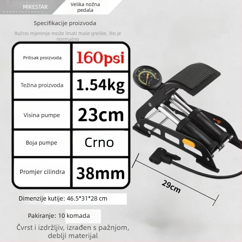 Nožna pumpa s dvostrukim cilindrom – Mk-foot 01, Čelik, Tlak 170