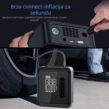 Automobilska pumpa za zrak s jednim cilindrom — prijenosna električna bežična pumpa s digitalnim zaslonom, 120W, 35 L/min, 650 g