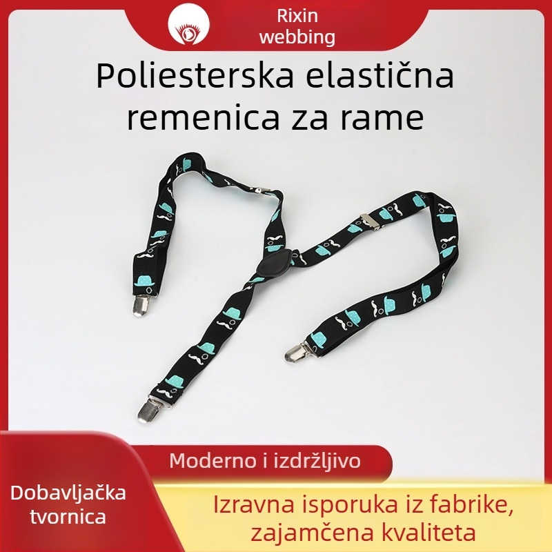 Unisex trokutaste elastične trake za odjeću, poliester, podesiva duljina, 3 kopče, sitotisak