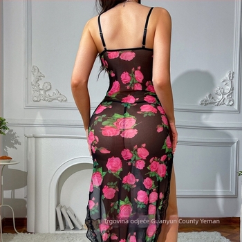 Prom Queen kostim od mreže — proziran, s visokim prorezom, poliester mreža