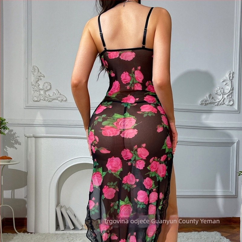 Prom Queen kostim od mreže — proziran, s visokim prorezom, poliester mreža