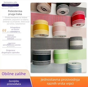 Tkana poliesterna web traka – prugasti uzorak, etnički stil, za naramenice, torbe i kaiševe