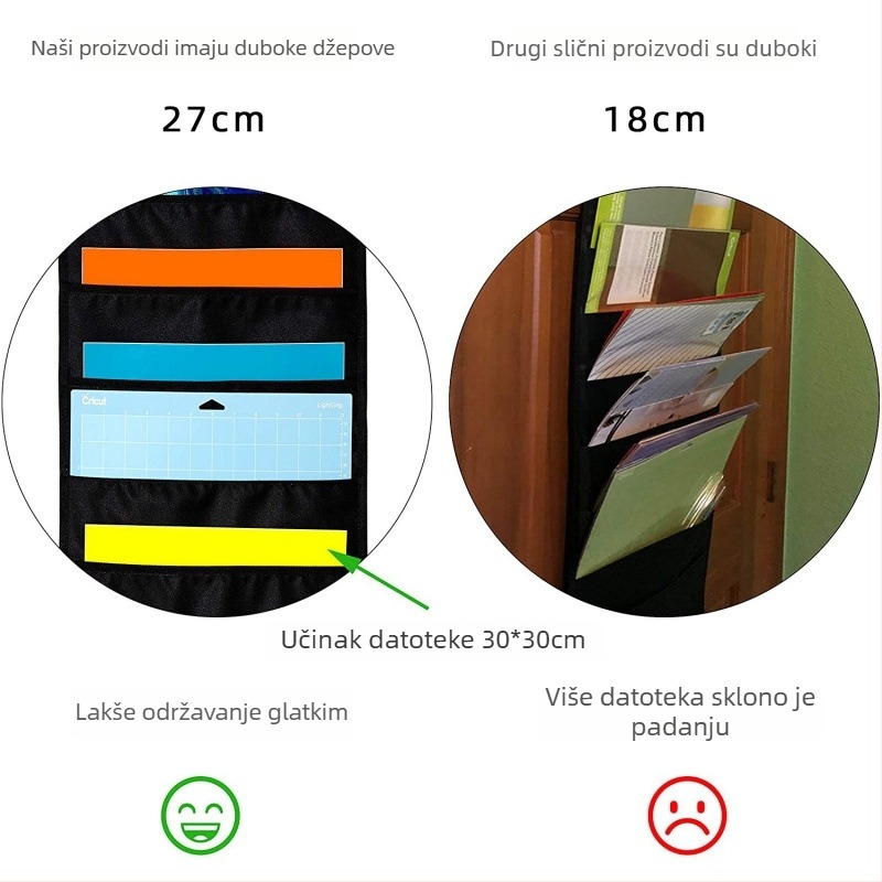 Viseći organizator za pohranu s deset pretinaca, od poliestera, za časopise i dokumente