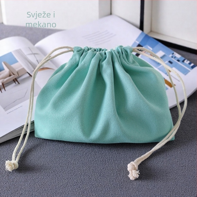 Platnena vrećica za skladištenje s kanapom za zatvaranje, kvadratno dno, ugrađeni pregradnik i unutarnji džep