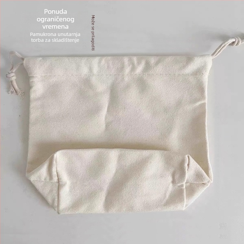 Platnena vrećica za skladištenje s kanapom za zatvaranje, kvadratno dno, ugrađeni pregradnik i unutarnji džep