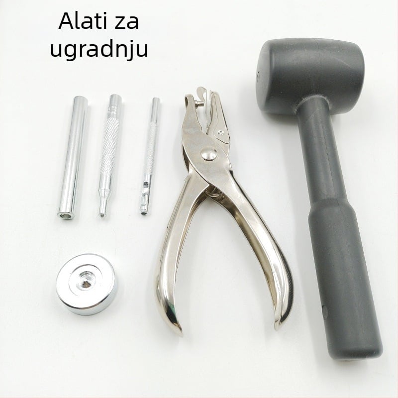 Bakreni set snap gumba s montažnim čekićem – 120 setova, pogodna za pamuk kapute, kožne kapute, ruksake, hlače i jakne