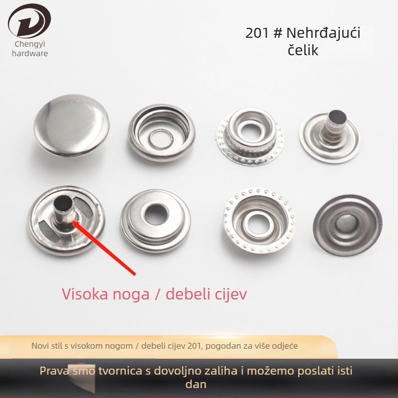 Nerđajući čelik — četverozatvaračka kopča za kapute, kožne jakne i torbe