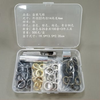 Željezni set šupljih riveta s četiri gumba kopče i alat za ugradnju, za traperice, cipele, šešire i vanjsku odjeću — WY