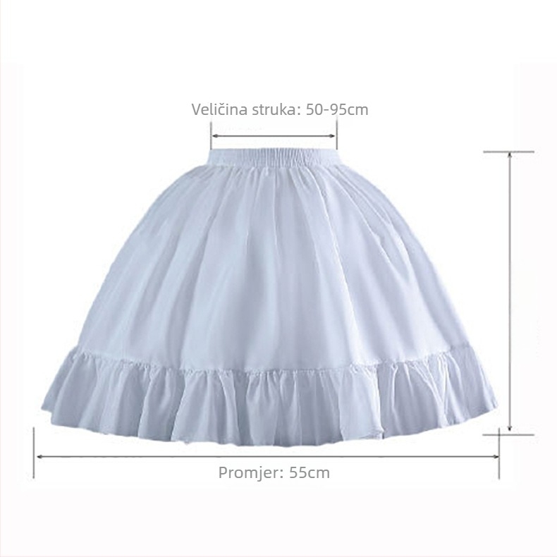 Lolita podsuknja s dvostrukom čeličnom ojačanjem, pamuk-plisirana tkanina, cosplay, odrasli