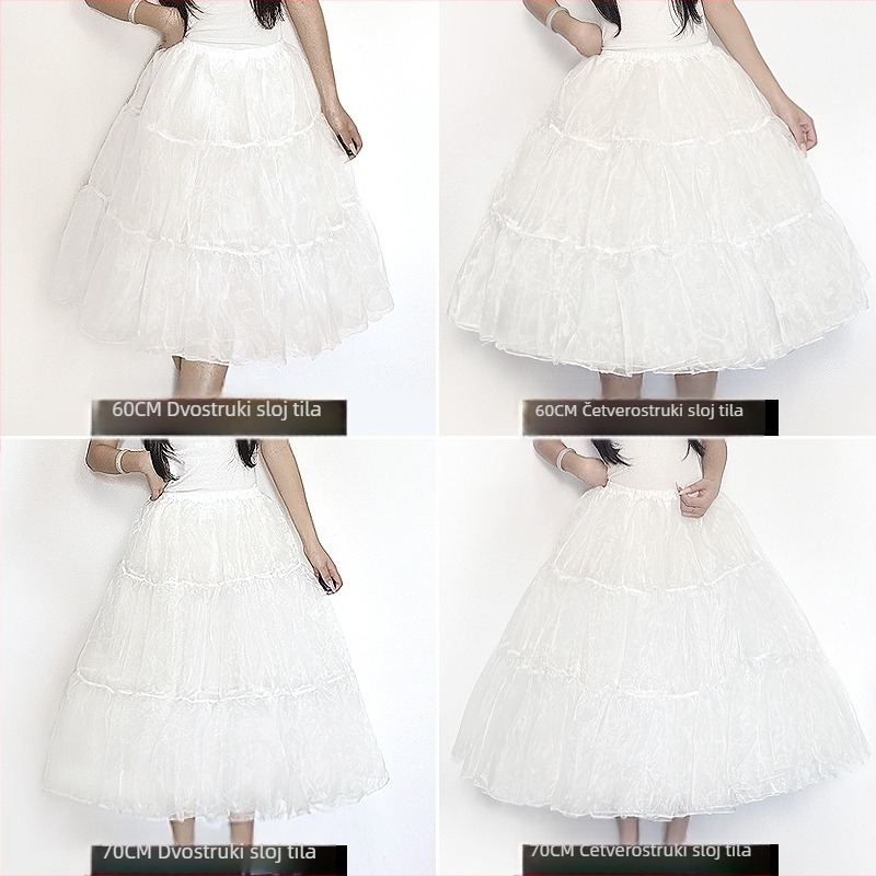 Lolita Petticoat with soft tulle, boneless bustle, mid-length, strong support, lining extension