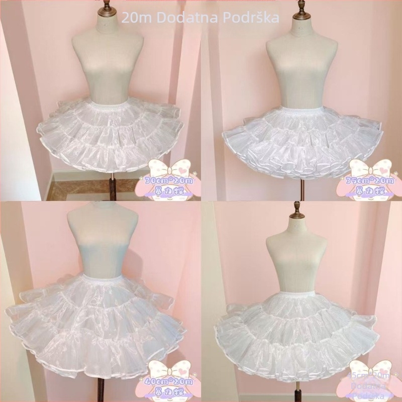 Lolita bezkostna podstava od mekanog tyl, kratka cosplay puffasta suknja s donjom