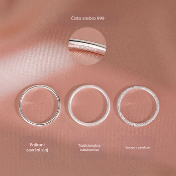 Prsten rep za kažiprst, 99 srebra, geometrijski dizajn, elektropliniranje