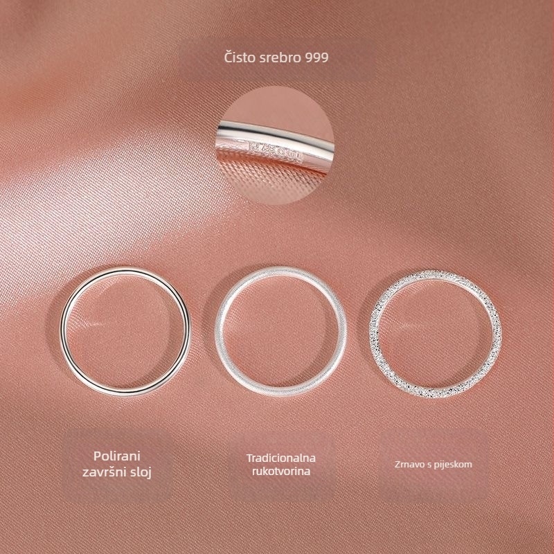 Prsten rep za kažiprst, 99 srebra, geometrijski dizajn, elektropliniranje