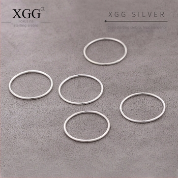 XGG S925 Sterling srebrni Knuckle prsten, minimalistički tan linijski geometrijski dizajn, polirana površina, unisex