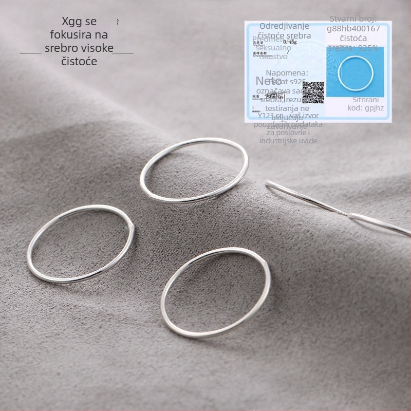 XGG S925 Sterling srebrni Knuckle prsten, minimalistički tan linijski geometrijski dizajn, polirana površina, unisex