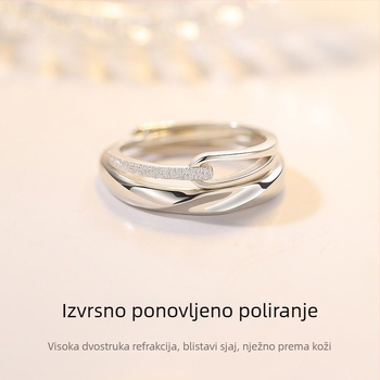 S925 srebrni prsten za par, lagani luksuz, minimalistički dizajn, dojam vrhunske klase, za djevojku
