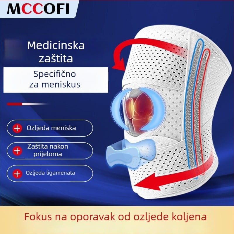 Medicinski zavoj za koljeno, zaštita meniska, zagrijavanje pri trčanju, podrška koljenu, stabilizacija čašice, zaštitna oprema za zglob.