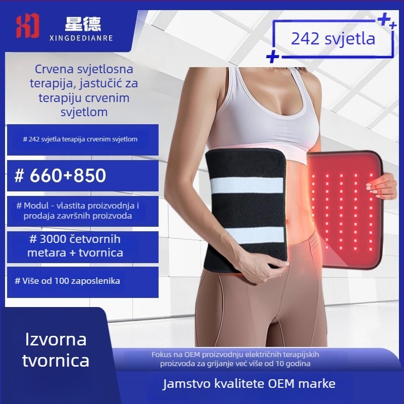 LED terapijsko pokrivalo za terapiju svjetlom — 12V, 28W, grijanje do 55°C, raspon temperature 45–55°C, CE certifikat; zone njege: koljena jastučići, rameni jastučići, struk zaštita