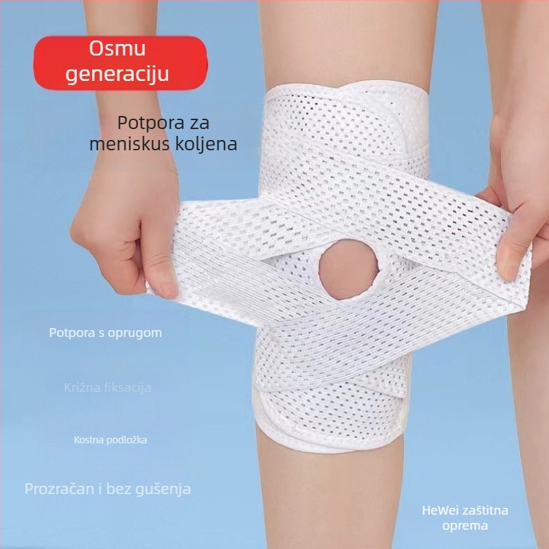 Prozračna koljena zaštita s patelarnim remenom i podrškom za meniskus, za treninge na otvorenom i trčanje