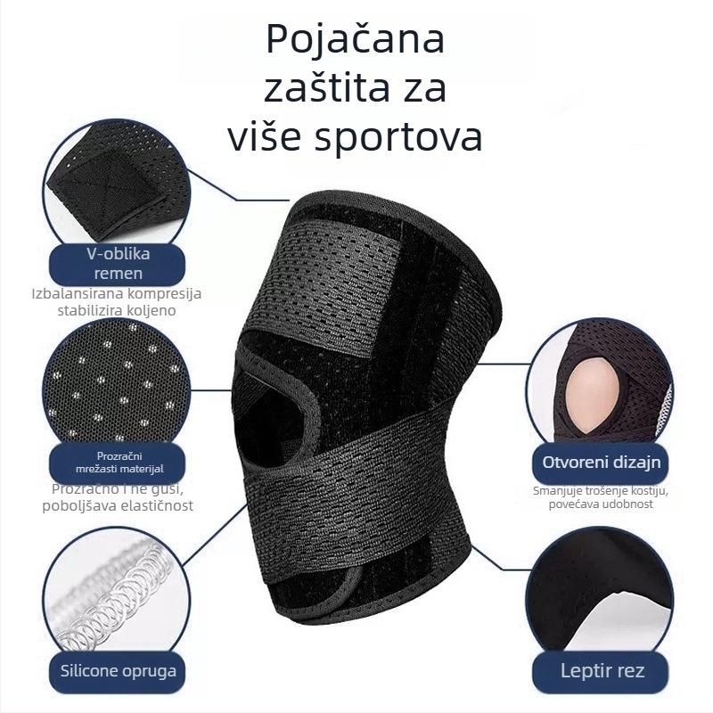 JEBERRY Druga Generacija Zglobne Podrške za Koljeno za Muškarce i Žene — Unisex Podrška za Oporavak od Ozljeda Koljena, Lagana (<100 g), Materijal: Poliester/Nylon, Za Badminton i Ostale Sportove