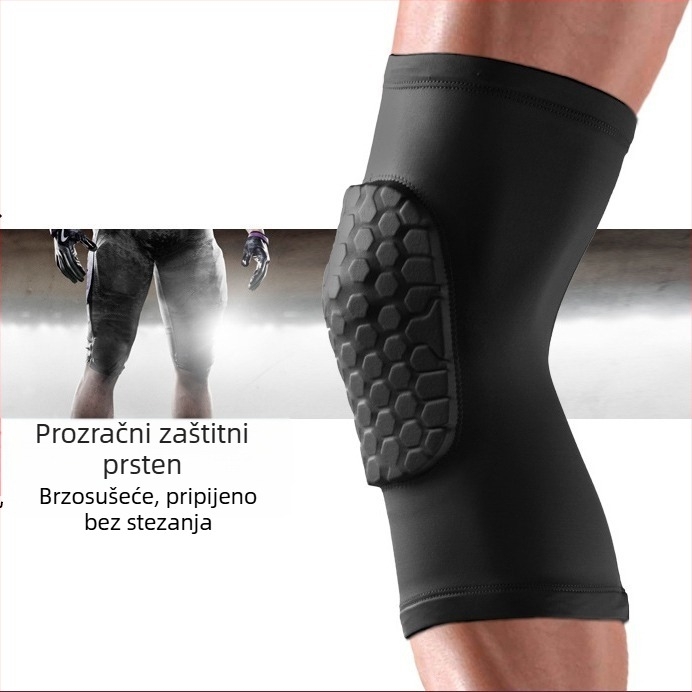 Košarkaški štitnici za koljena od Lycra s ćelijskim dizajnom, protivklizni, zaštita od udara, produžena dužina, unisex