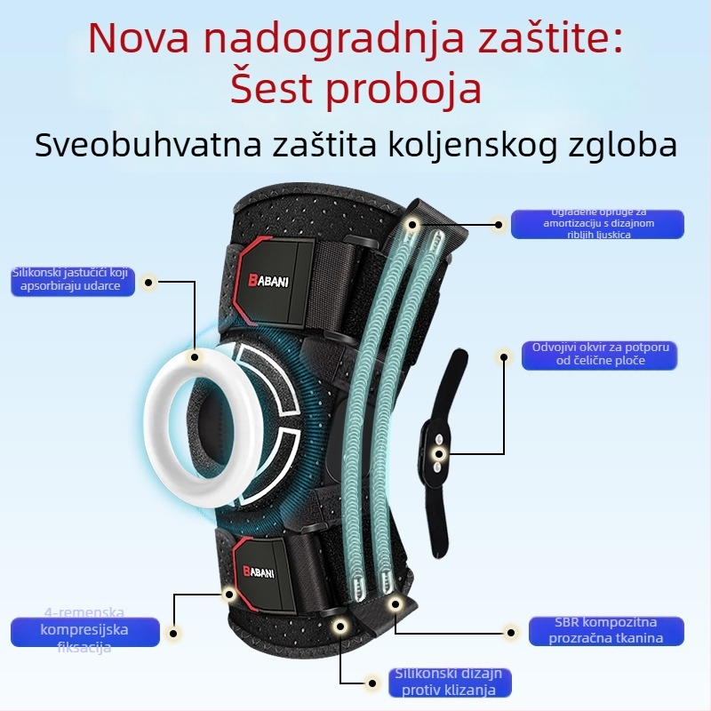 Profesionalni koljeni štit s čeličnom pločom i silikonskim zaštitnim slojem za planinarenje